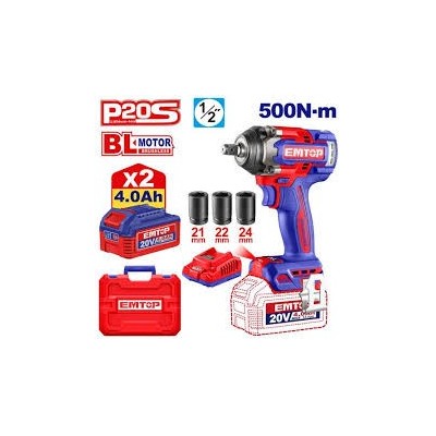 ECIWL2050 - LLAVE DE IMPACTO DE 500NM EMTOP - 2 BAT 4.0AH - CARGADOR
